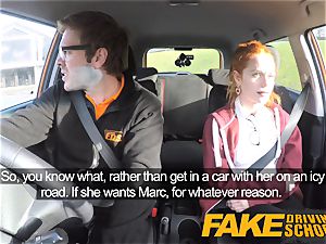 faux Driving college adorable ginger-haired Ella Hughes drills
